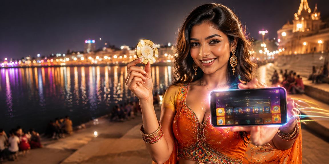 A player using a mobile app for live casino games at Ahmedabad Riverfront